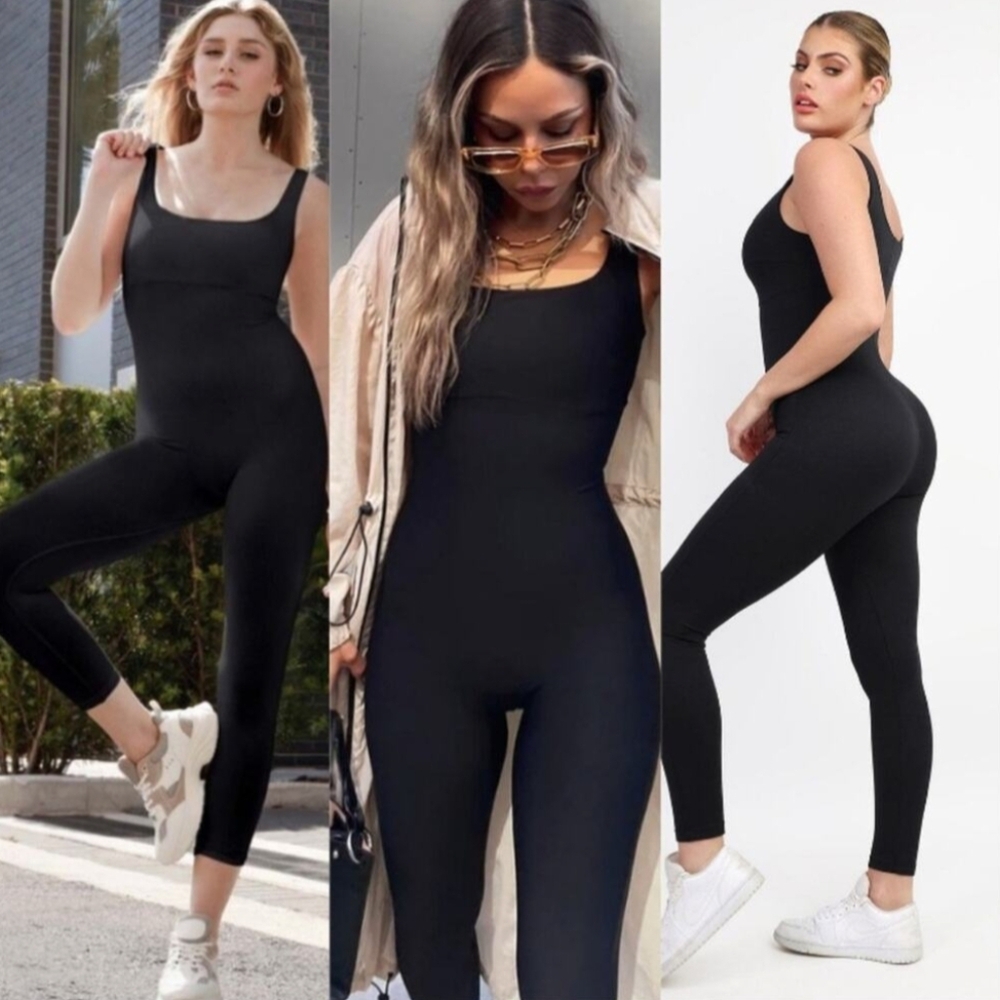 NWT Popilush Shapewear Square Neck Thigh Slimming Workout Jumpsuit XXL
